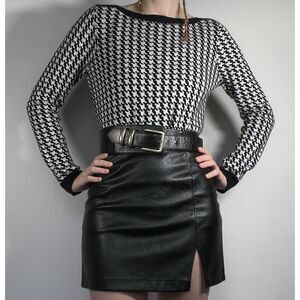 Houndstooth Printed Cotton Sweater